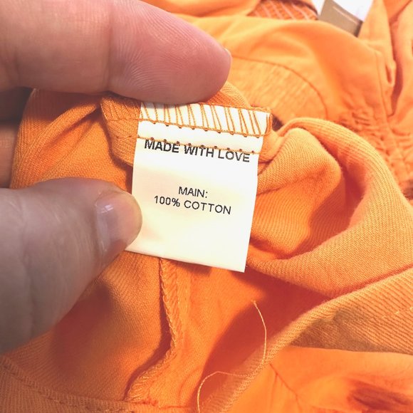 Tangerine Square Neck Cutout Waist Flutter Sleeve Cotton Dress - NWT - Picture 11 of 13